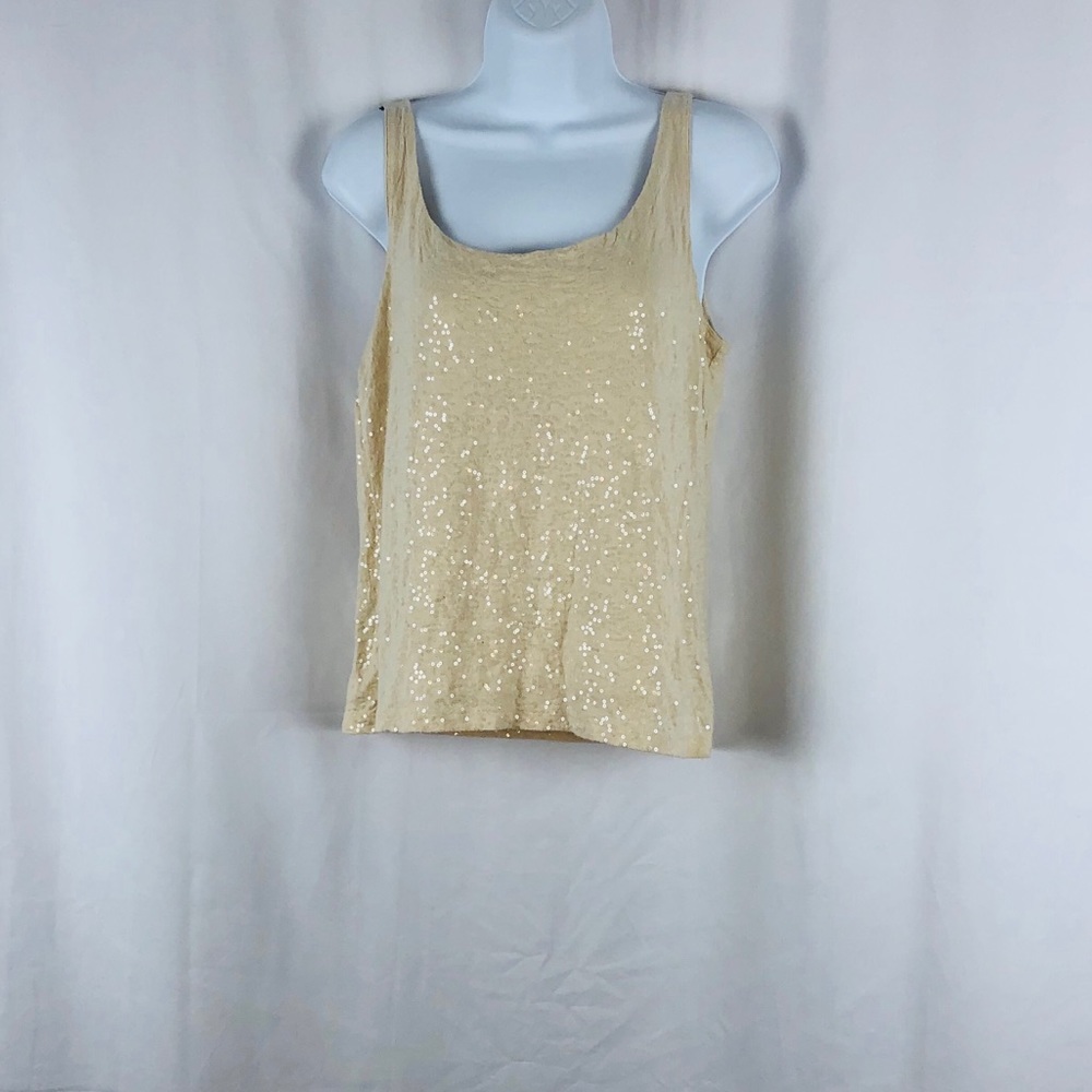 Talbots cream colored sequin front tank top MP